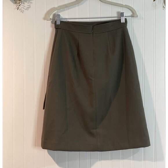 Ann Taylor Petite Olive Green A-Line Skirt With D-Ring Belt - Picture 14 of 14